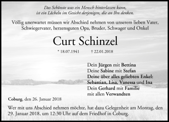 Traueranzeige von Curt Schinzel von Neue Presse Coburg