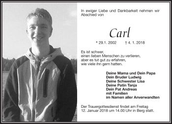 Traueranzeige von Carl Brühschwein von Frankenpost