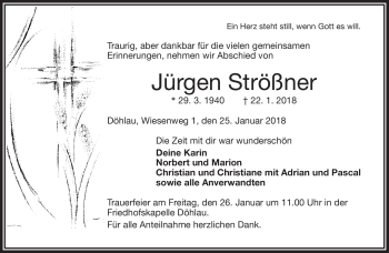 Traueranzeige von Jürgen Strößner von Frankenpost