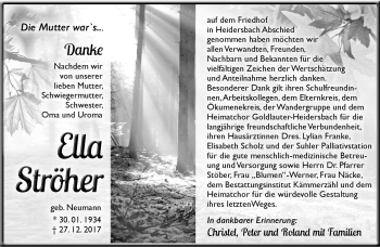 Traueranzeige von Ella Ströher von Südthüringer Presse