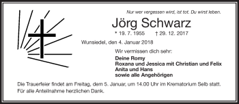 Traueranzeige von Jörg Schwarz von Frankenpost