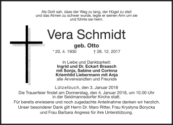 Traueranzeige von Vera Schmidt von Neue Presse Coburg