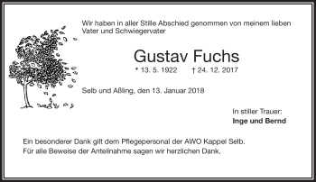 Traueranzeige von Gustav Fuchs von Frankenpost