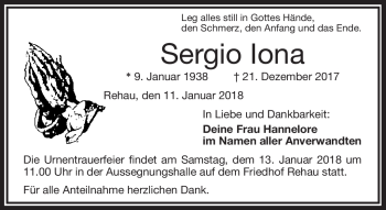Traueranzeige von Sergio Iona von Frankenpost