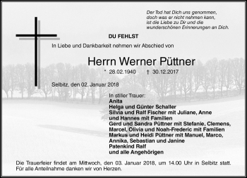 Traueranzeige von Werner Püttner von Frankenpost