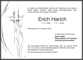 Traueranzeige von Erich Harich von Frankenpost