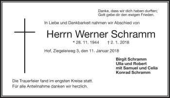 Traueranzeige von Werner Schramm von Frankenpost
