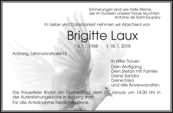 Traueranzeige von Brigitte Laux von Frankenpost