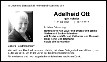 Traueranzeige von Adelheid Ott von Neue Presse Coburg