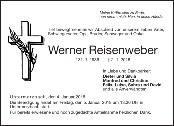 Traueranzeige von Werner Reisenweber von Neue Presse Coburg