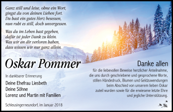 Traueranzeige von Oskar Pommer von Südthüringer Presse