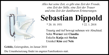 Traueranzeige von Sebastian Dippold von Neue Presse Coburg