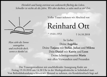 Traueranzeige von Reinhard Ott von Neue Presse Coburg