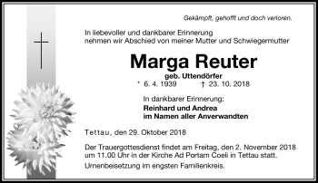 Traueranzeige von Marga Reuter von Neue Presse Coburg