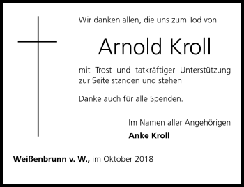 Traueranzeige von Arnold Kroll von Neue Presse Coburg