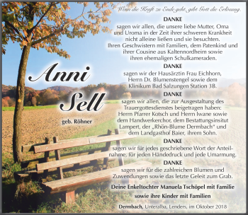 Traueranzeige von Anni Sell von Südthüringer Presse