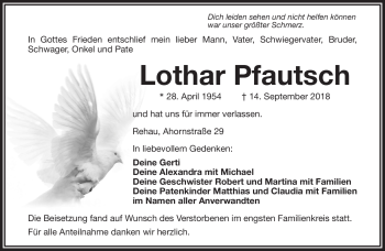 Traueranzeige von Lothar Pfautsch von Frankenpost