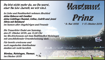 Traueranzeige von Hartmut Prinz von Südthüringer Presse