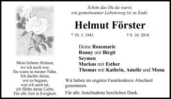 Traueranzeige von Helmut Förster von Neue Presse Coburg