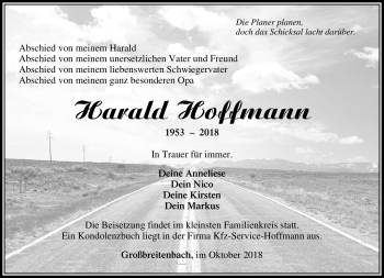 Traueranzeige von Harald Hoffmann von Südthüringer Presse