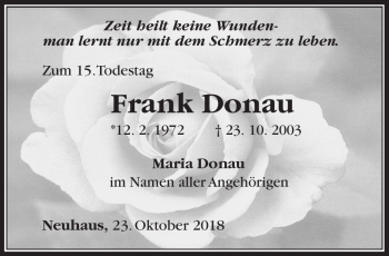 Traueranzeige von Frank Donau von Südthüringer Presse