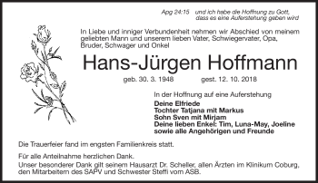 Traueranzeige von Hans-Jürgen Hoffmann von Neue Presse Coburg