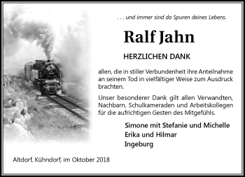 Traueranzeige von Ralf Jahn von Südthüringer Presse
