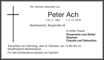 Traueranzeige von Peter Ach von Frankenpost
