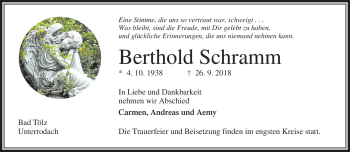 Traueranzeige von Berthold Schramm von Neue Presse Coburg