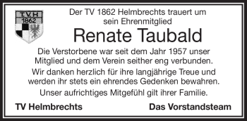 Traueranzeige von Renate Taubald von Frankenpost
