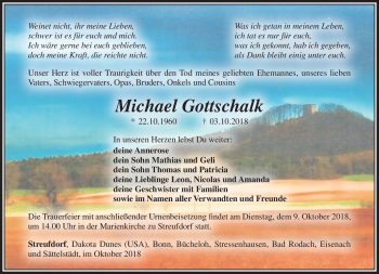 Traueranzeige von Michael Gottschalk von Südthüringer Presse