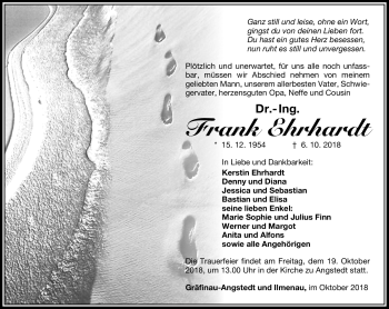 Traueranzeige von Dr.-Ing. Frank Ehrhardt von Südthüringer Presse