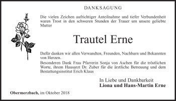 Traueranzeige von Trautel Erne von Neue Presse Coburg