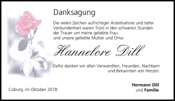 Traueranzeige von Hannelore Dill von Neue Presse Coburg