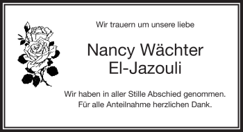 Traueranzeige von Nancy Wächter von Frankenpost