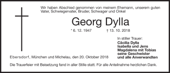Traueranzeige von Georg Dylla von Neue Presse Coburg