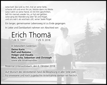Traueranzeige von Erich Thomä von Neue Presse Coburg