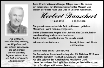 Traueranzeige von Herbert Rauschert von Neue Presse Coburg