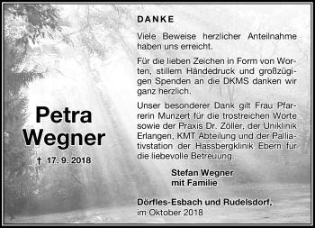 Traueranzeige von Petra Wegner von Neue Presse Coburg
