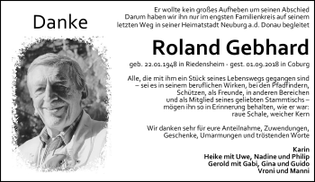 Traueranzeige von Roland Gebhard von Neue Presse Coburg