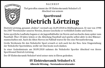 Traueranzeige von Dietrich Dietrich von Südthüringer Presse