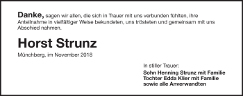 Traueranzeige von Horst Strunz von Frankenpost