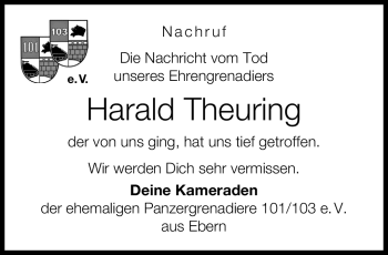 Traueranzeige von Harald Theuring von Neue Presse Coburg