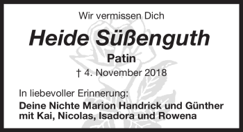 Traueranzeige von Heide Süßenguth von Neue Presse Coburg