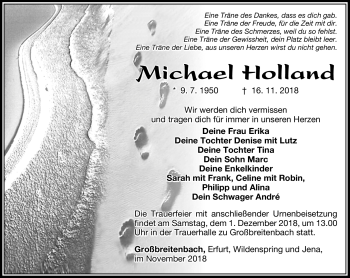 Traueranzeige von Michael Holland von Südthüringer Presse