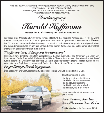 Traueranzeige von Harald Hoffmann von Südthüringer Presse