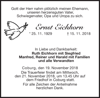 Traueranzeige von Ernst Eichhorn von Neue Presse Coburg