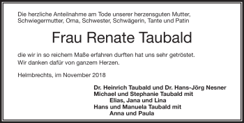 Traueranzeige von Renate Taubald von Frankenpost