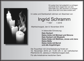 Traueranzeige von Ingrid Schramm von Frankenpost