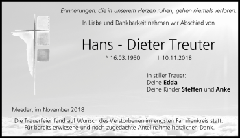 Traueranzeige von Hans-Dieter Treuter von Neue Presse Coburg